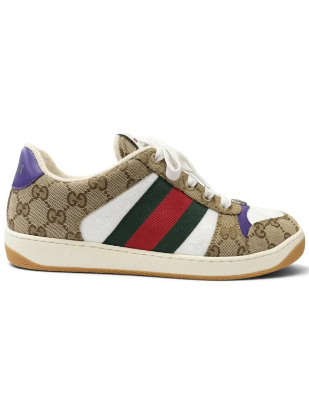 Gucci Screener GG Canvas Leather Low Cut Sneakers Beige 6